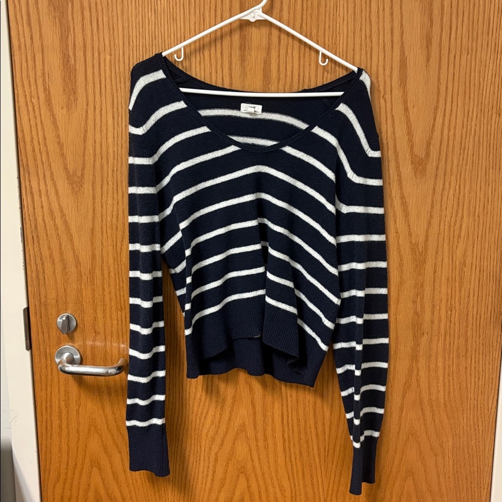 Aerie Navy and White Striped Sweater